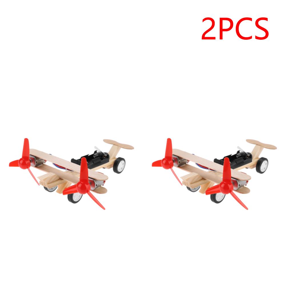 Twin Blades Assembled Aircraft Set Toy Battery Powered DIY Aircraft Model Toy Eco-Friendly Wooden for Intellectual Development
