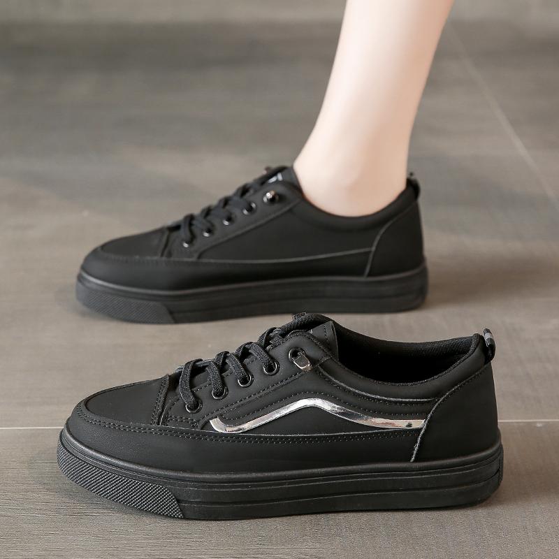 

Весенняя классическая повседневная женская обувь Новая однотонная низкая обувь на шнуровке Дышащая и универсальная обувь 40