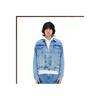 Li Ning Skateboard Series Solid Color Loose Wash Denim Jacket Men Jacket Light-Blue AJDU105-1