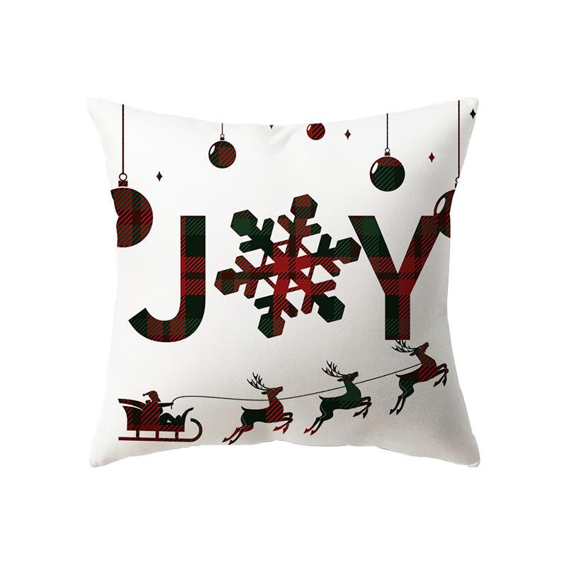 Christmas Theme Elk Print Pattern Cushion Cover Home Living Room Sofa Decoration Square Polyester Pillow Pillow Cover
