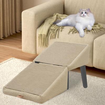 Dog Staircase Wooden Puppy Steps Non-Slip Soft Foldable Stool Adjustable Space-Saving Recovery Support Mobility Aid for Cats