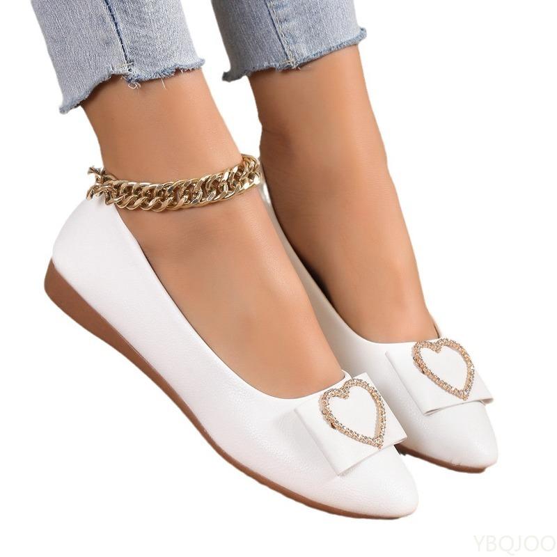 Fashion 2025 New Flat Bottomed Shallow Mouth Shoes Spring Autumn Woman Shoes Ballets Bow Lady Fashionable Versatile Pointed Toe Slip