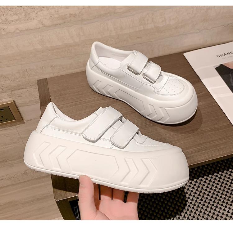 

Модные туфли на толстой подошве для женщин, весенние белые туфли, увеличивающие рост, спортивная и повседневная обувь с большим носком для женщин 40 бежевый