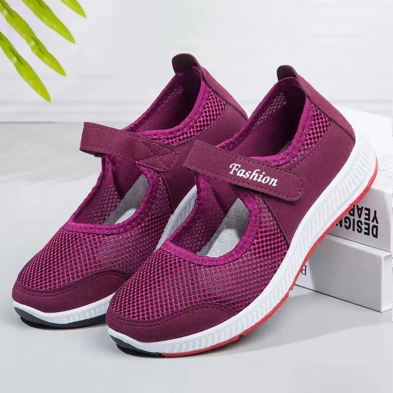 WTEMPO Dámské jarní letní velké velikosti boty s měkkou podrážkou prodyšné dámské jednobarevné protiskluzové tenisky