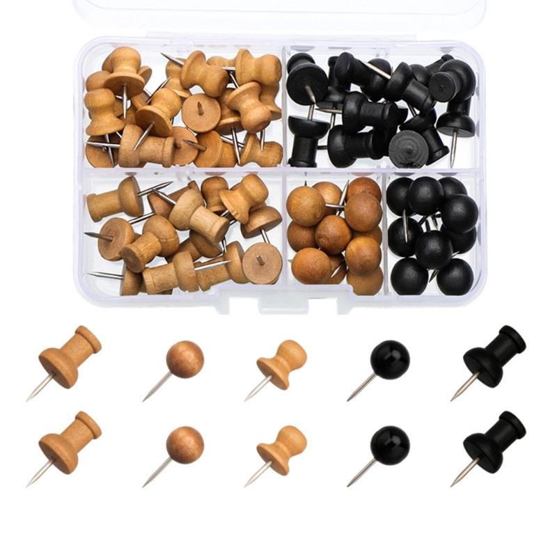 

Map Thumb Tacks Map Pins Wood Plastic Materials Assorted Head Colorful with Metal Points Suitable for Craft Projects