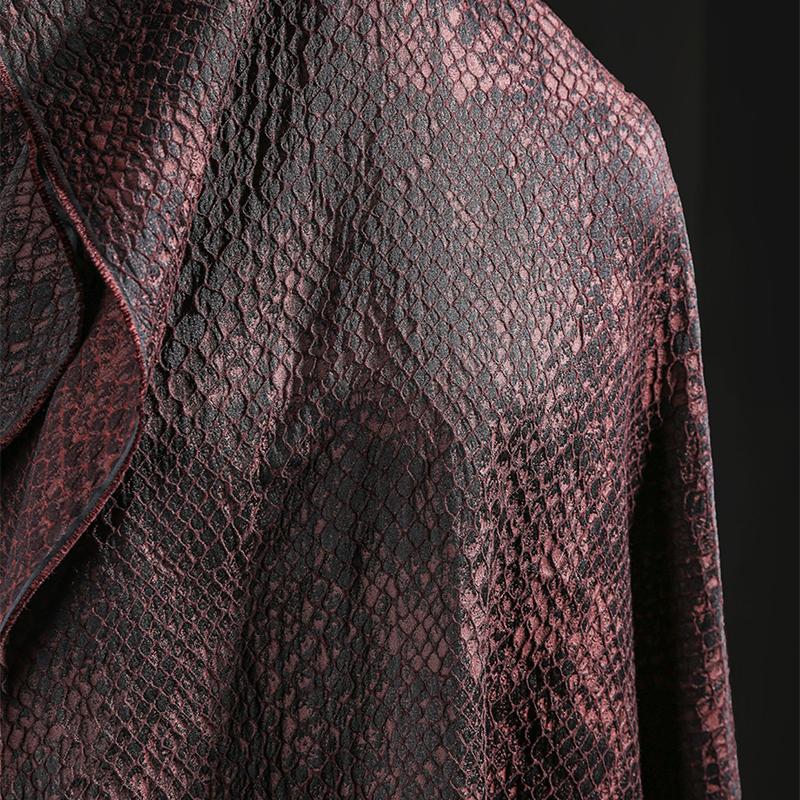 50*130cm Luxury Apparel Jacquard Fabric Red Black Plaid Snake Skin Texture Vintage Washed Designer Fabric For Diy Sewing Dress