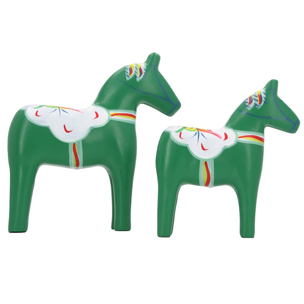 1 Pair Swedish Dala Horse Decor Wooden Traditional Painted Dalecarlian Horse Statue Figurine Home Ornament Handicraft