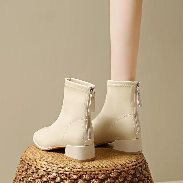 Fashion Round Head Ankle Boots Women 2024 Autumn and Winter New Soft Leather Soft Sole Comfortable Riding Boots Fashion All Ankle Boots