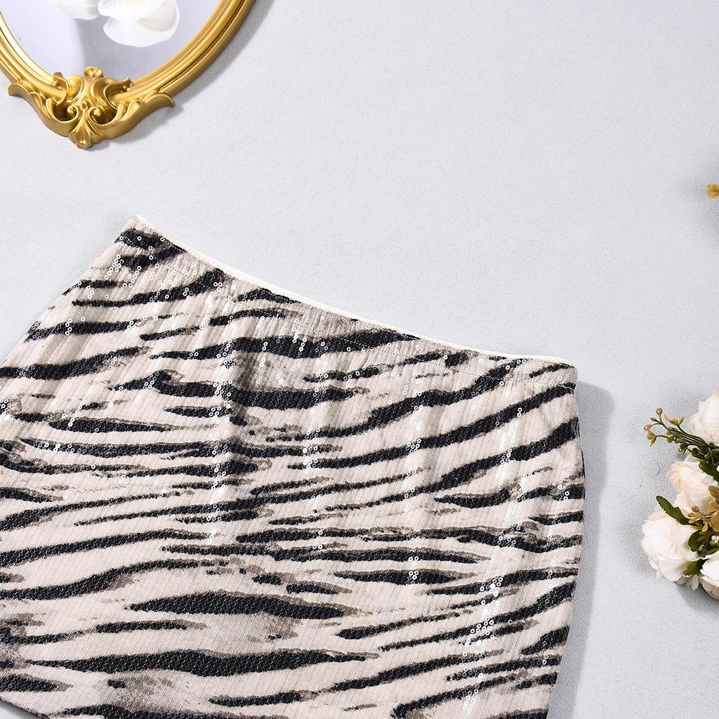 2026 Summer Exclusive Slim-Fit Sequin Animal Print Skirt