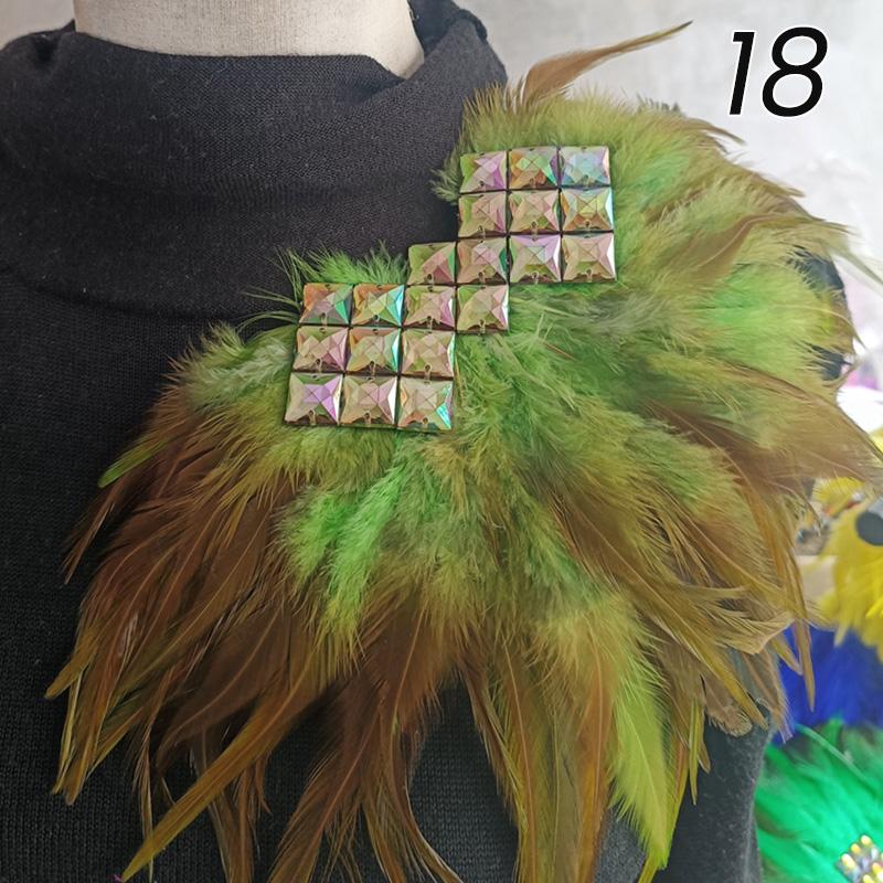 Bright Shining Gothic Women Natural Feather Epaulet Shrug Shoulder Strap for Halloween Carnival Costume Clothing Accessory