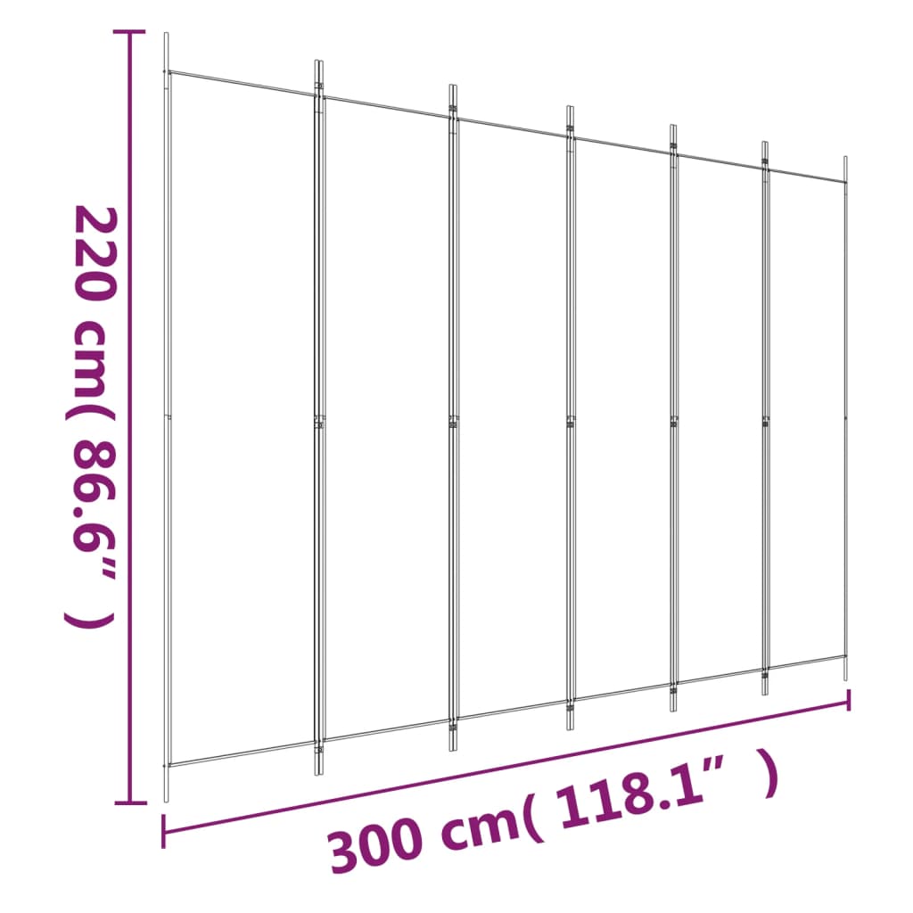 Vidaxl Parawan 6-Panelowy, Antracytowy, 300X220 Cm, Tkanina