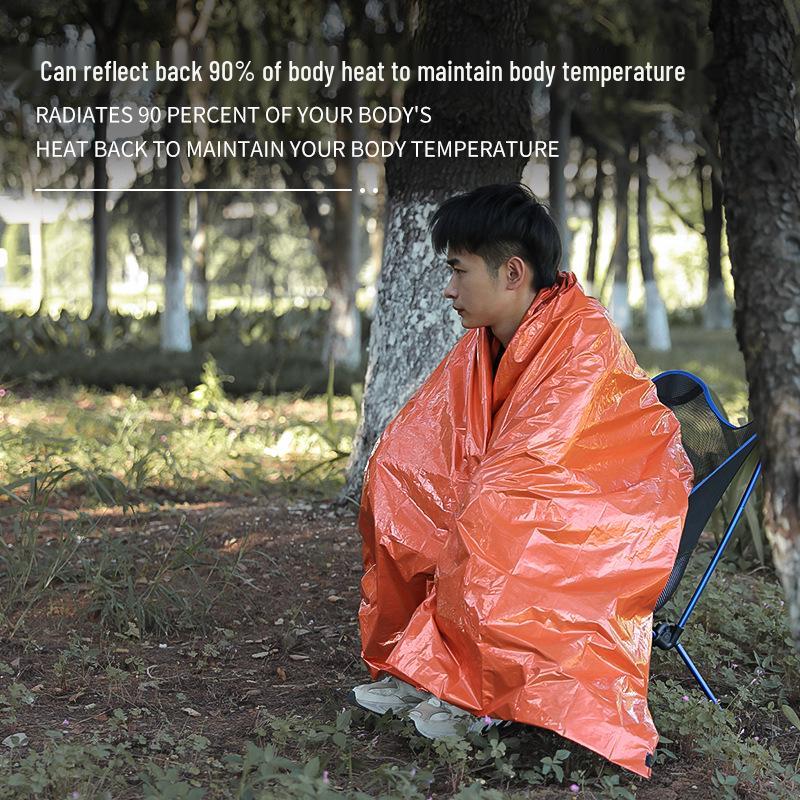 Orange Emergency Aluminum Sleeping Bag with Storage – Cold Protection & Disaster Relief