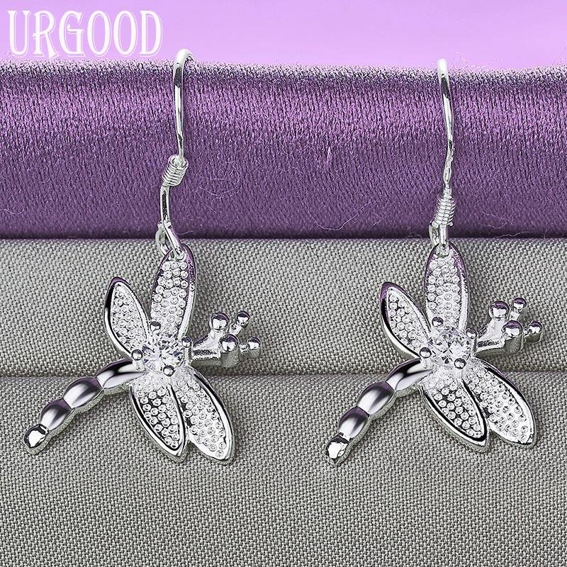 Stříbrný přívěsek 925 vážka AAA zirkonové náušnice Dárek Módní šperky