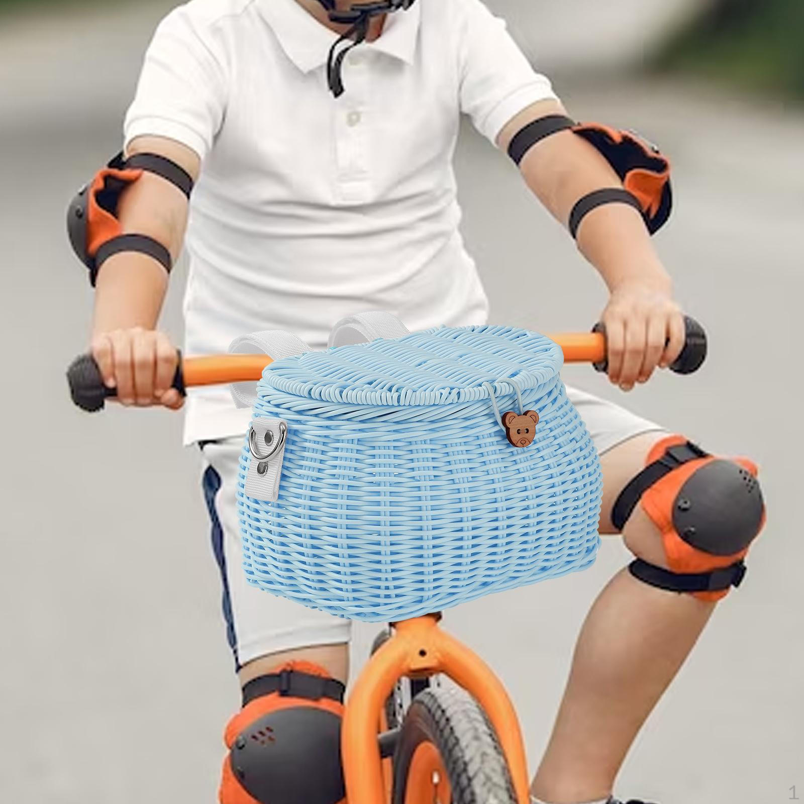 

Kids Bike Basket Front Decoration Handlebar Storage Tricycle Accessories with синій