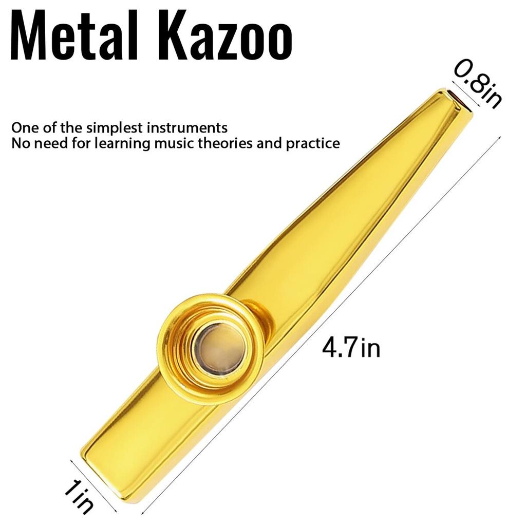 Kazoo Silver Aluminum Alloy with Membrane Flute Diaphragm Mouth Kazoos Musical Instruments