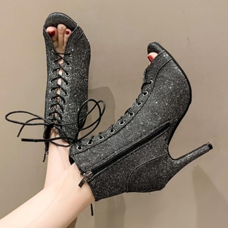 

Мода 2024 года, новые модные женские туфли, сексуальные босоножки на высоком каблуке, с открытым носком, на молнии, удобные женские туфли, обувь для джазовых танцев, роскошный дизайнер 35 серый