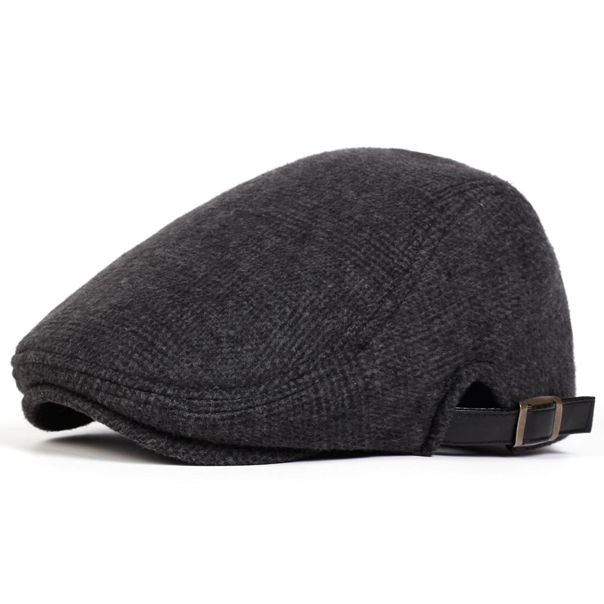 

Unisex Vertical Grid Pattern Newsboy Caps British Painters Hats Autumn Winter Berets Adjustable Flat Peaked Cap Hip Hop Berets