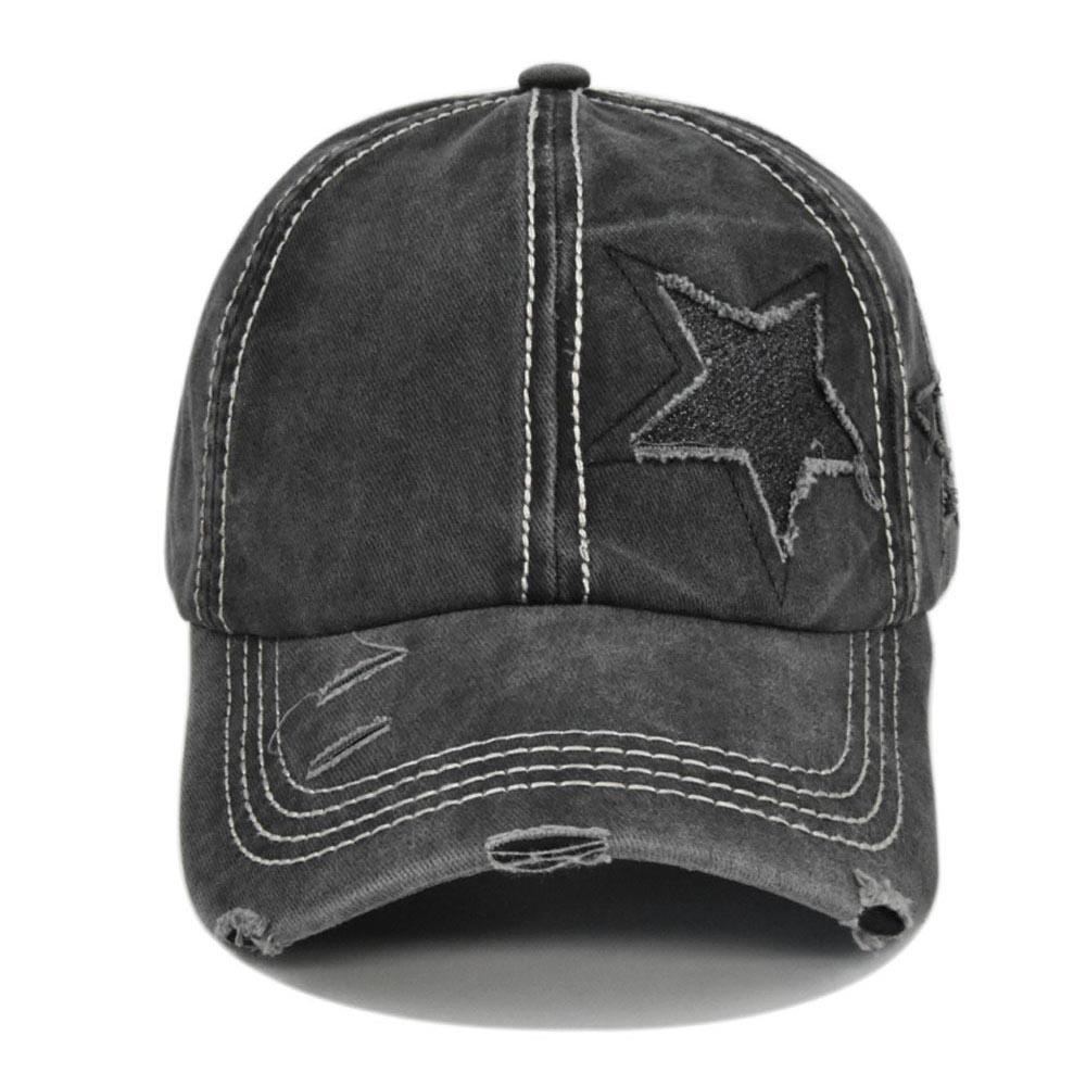 Women Ponytail Baseball Cap Washed Cotton Sun Hat Female Pentagram Sequins Hip Hop Snapback Adjustable Sport Golf Hats