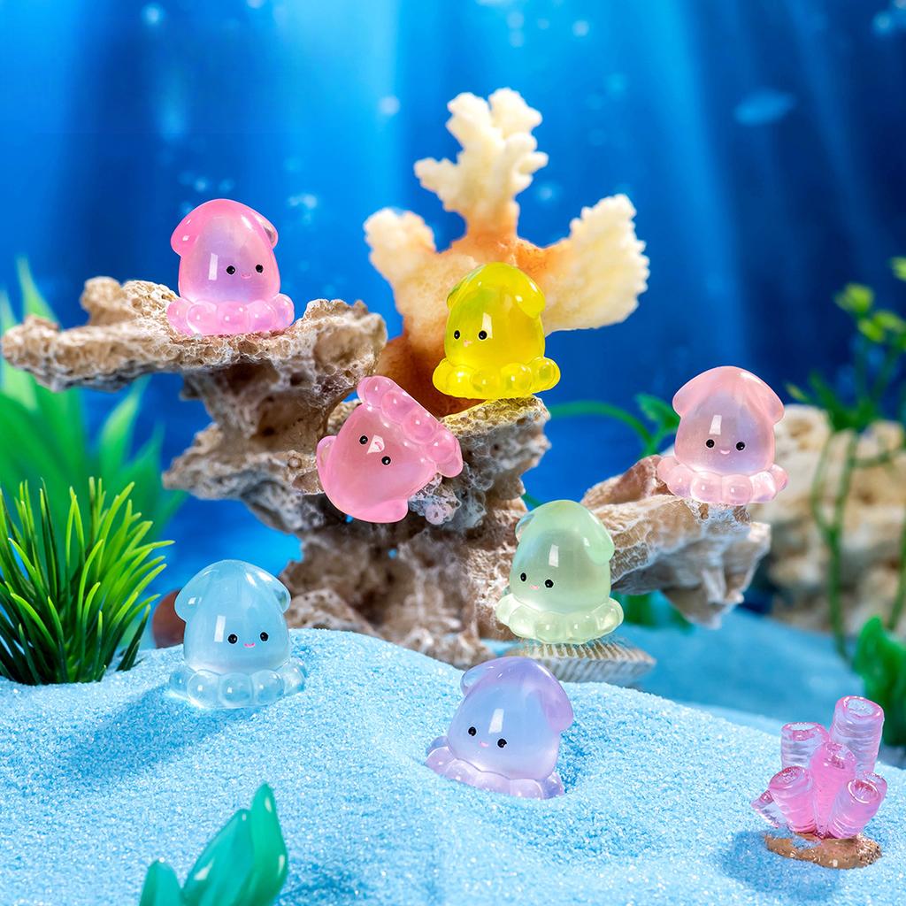 Micro Peisaj Animale Marine Calamar Luminos Artizanat Rasina Caracatita Diy Decoratiuni Acvariu Acvariu