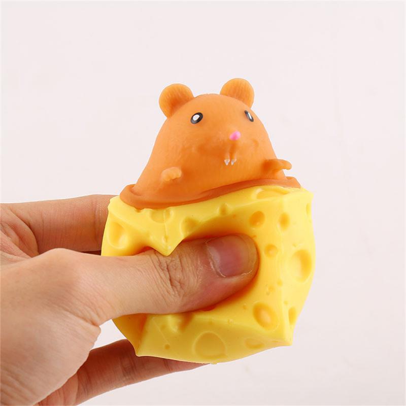 Pop Up Funny Mouse And Cheese Block Squeeze Anti Stress Toy Hide And Seek Figures Stress Relief Toys For Kids Adult