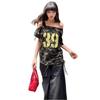 2025 Summer Women's Slim Fit Camouflage One-Shoulder T-Shirt