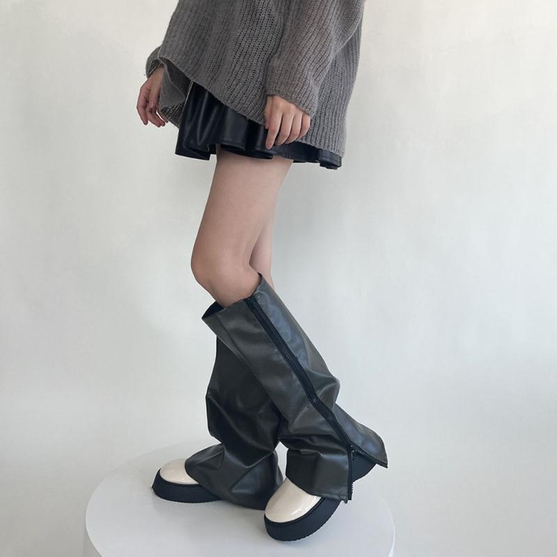 Scaldamuscoli Al Ginocchio da Donna Leggings Caviglia Alta Benda Ginocchio Alto Stivale Tubo Lungo Calze Lunghe Manica per Gamba Copri Polpaccio