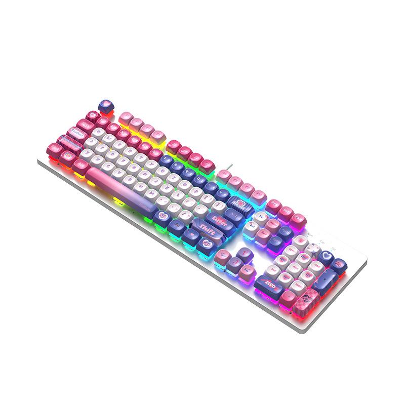 Custom Hot-Swappable Wired Mechanical Gaming Keyboard for Girls - Silent E-Sports Office/Desktop Use