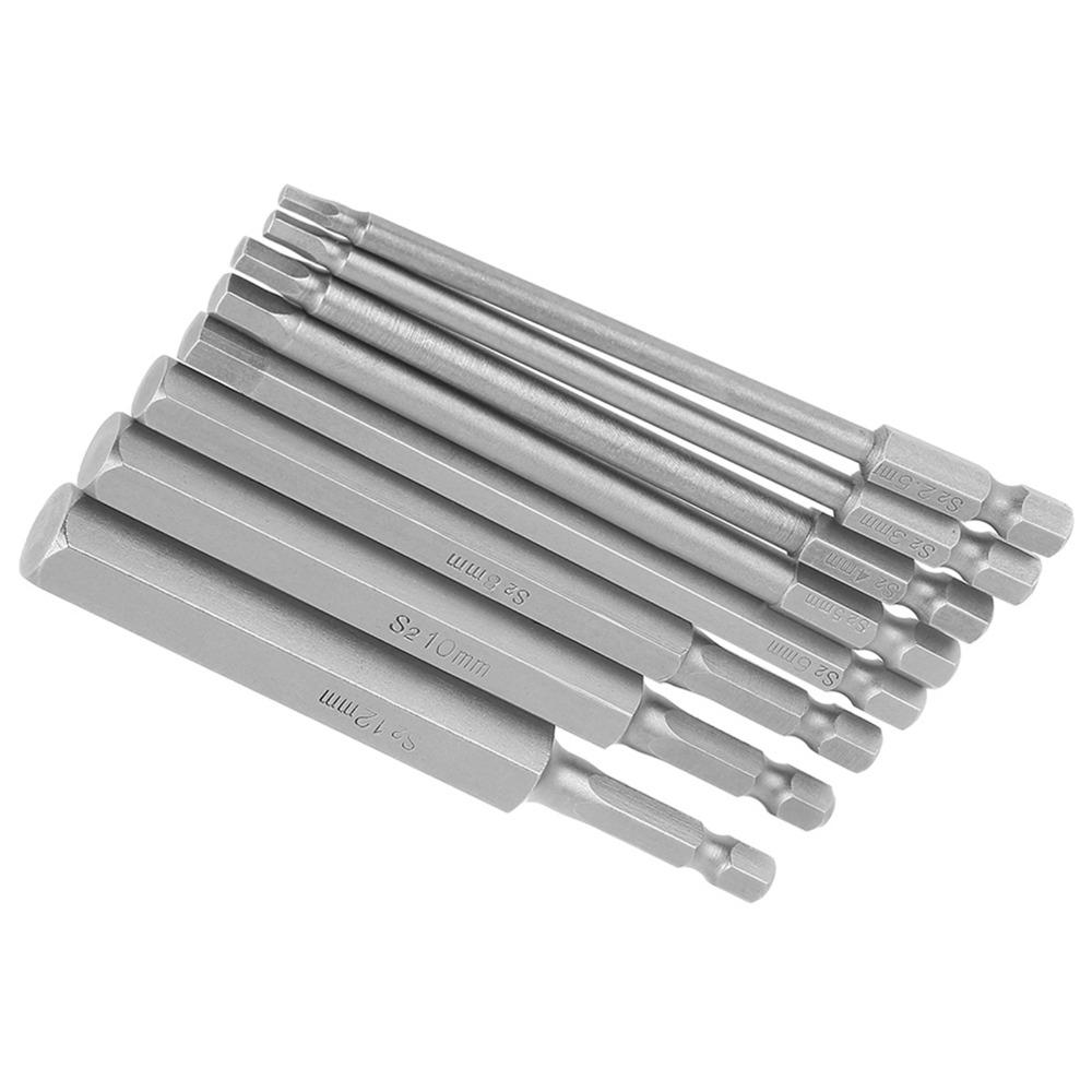 8 Pcs 100mm Length Hex Head Allen Wrench Bit Set Hex Bit Power Bits  Power Screwdriver Drill