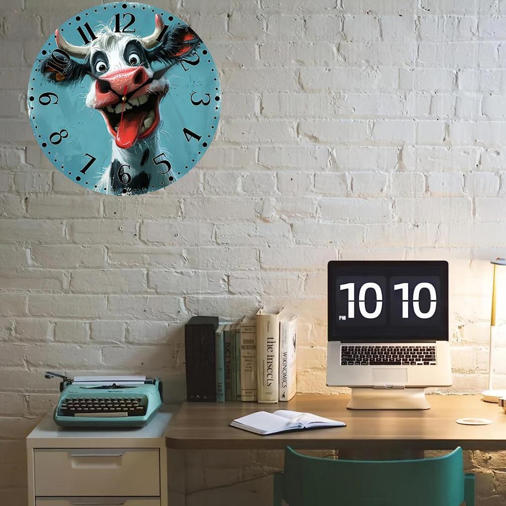 Rustic Cow Wall Clock for Cafe or B&B - Warm, Creative, Versatile Design for Domestic Use