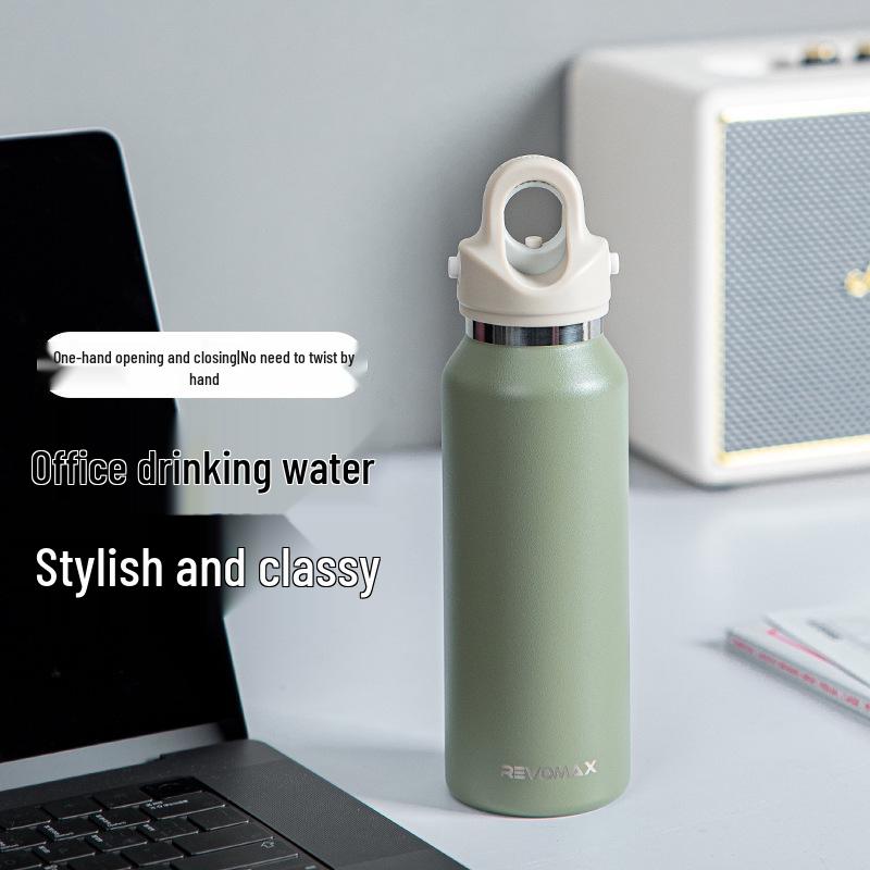 REVOMAX Threadless Insulated Sports Bottle with One-Handed Open Lid