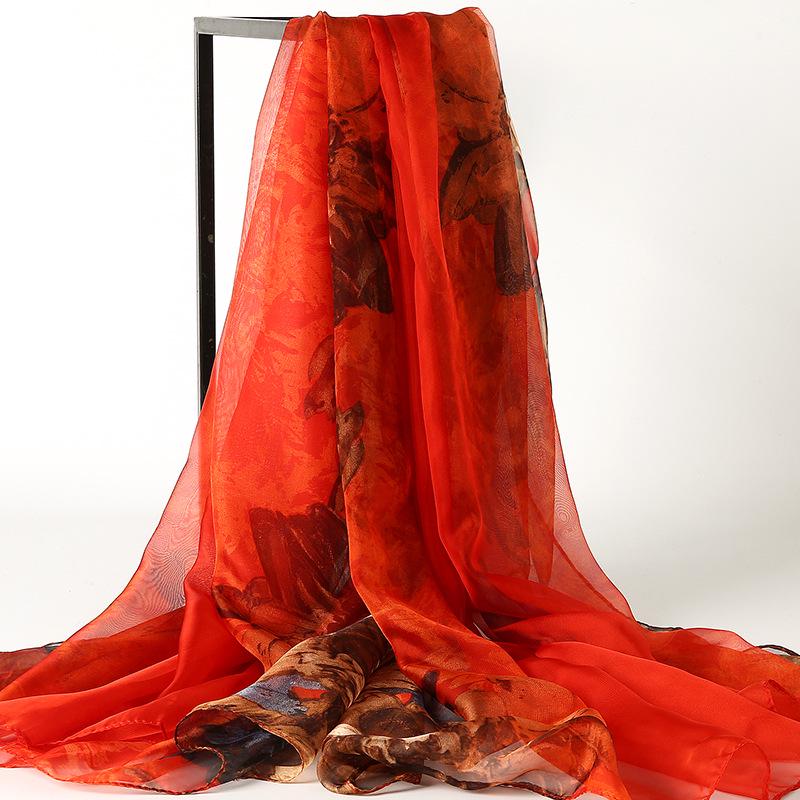 

2024 Великий пляжний рушник з шифону та шовку та шарф з принтом для захисту від сонця Подарунок 130x195 cm