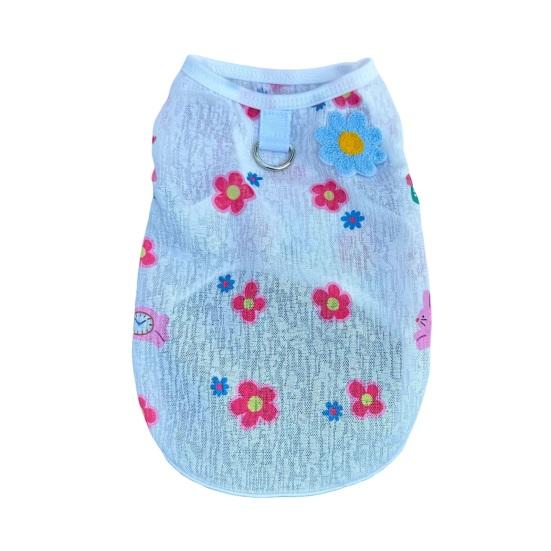 Summer Breathable Pet Clothes Flower Cherry Ice Cream Print Sleeveless Vest Pet Princess Skirt for Small Medium Girls Dogs Cats