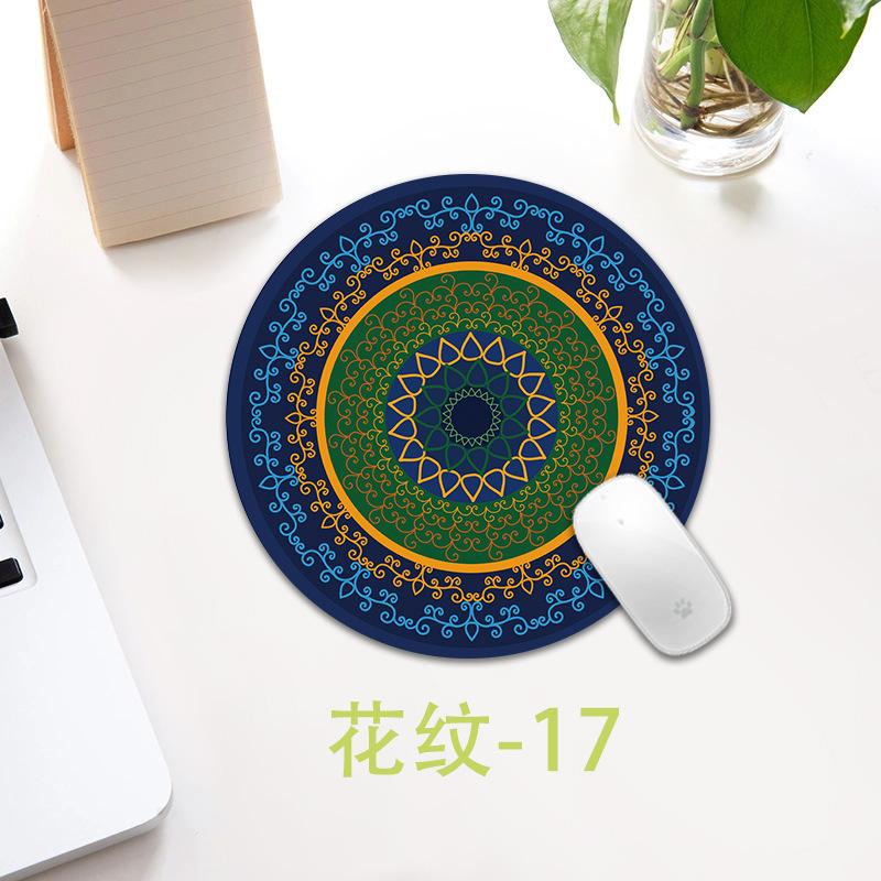 Ethnic Style Pattern Round Small Creative Thickened Mouse Pad Keyboard Pad Office Cup Table Mat Production