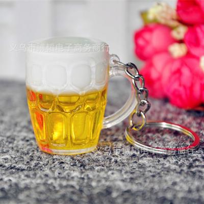 Simülasyon Bira Bardağı Askı Anahtar Düğmesi Reçine Zanaat Hediye
