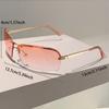 Y2k Rimless Sunglasses Men Fashion Gradient Casual Shades Women Trendy Double Bridge Brand Design Decorative Sun Glasses