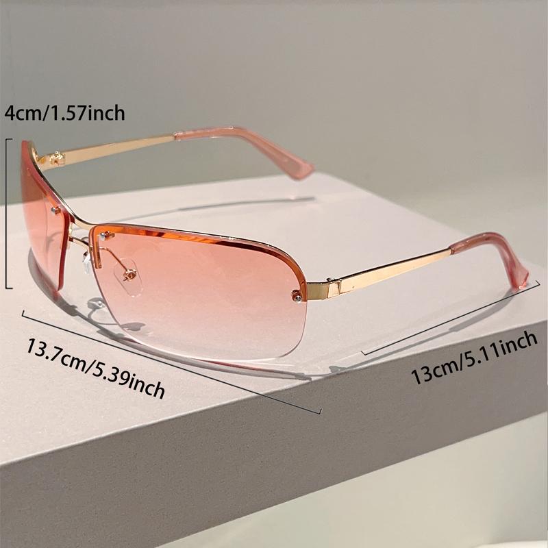 Y2k Rimless Sunglasses Men Fashion Gradient Casual Shades Women Trendy Double Bridge Brand Design Decorative Sun Glasses