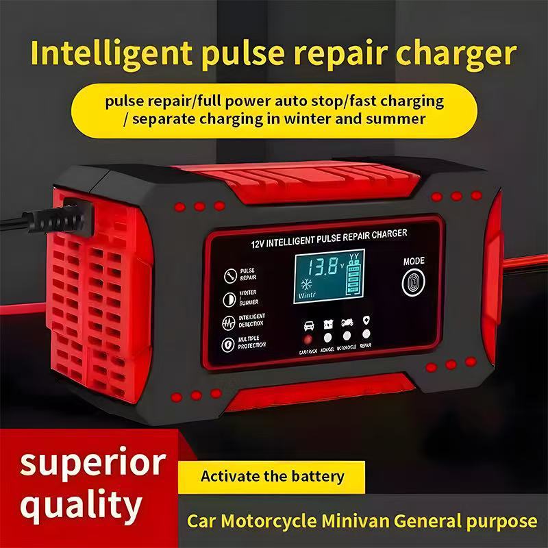 12V 6A Motorcycle and Car Battery Charger – 12V Smart Battery Charger with Repair Function