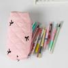 Bowknot Pattern Pencil Case for Student Girl Women Large Capacity Pen Pouches Pencil Organizers Bag Travel Cosmetic Bag