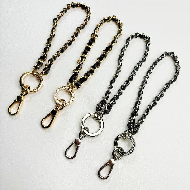 Custom Fashion Waist Mobile Phone Strap Stainless Steel Long Wristlet Detachable 18CM Polished Alloy Gold Chain Charm iPhone