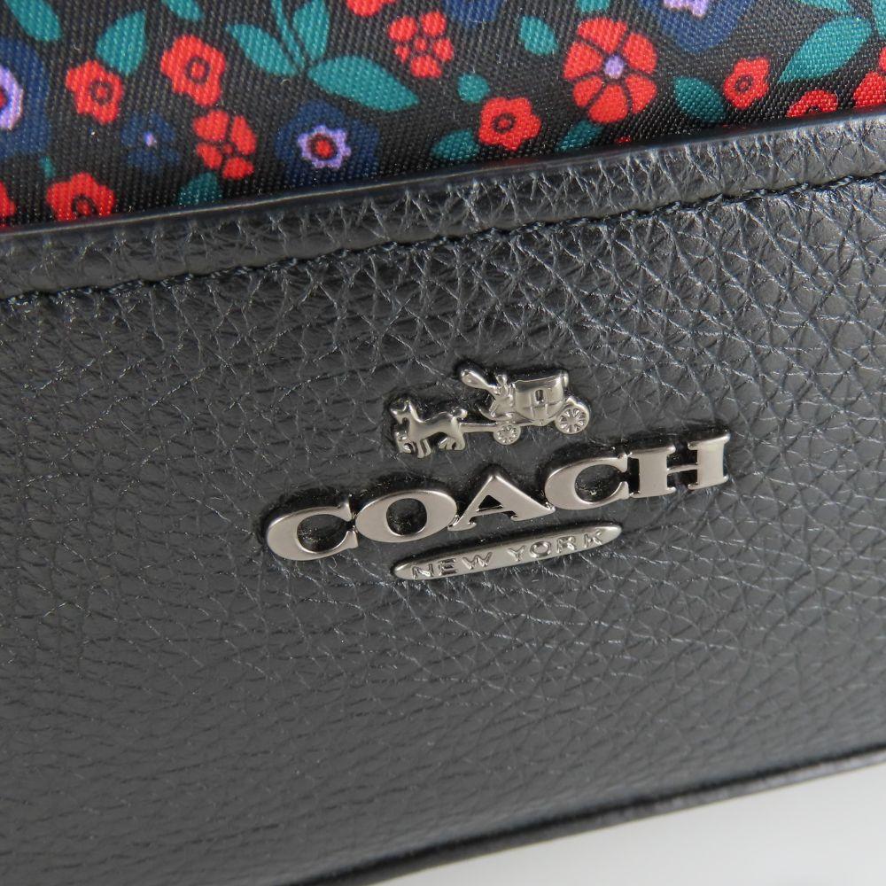 Used COACH Tote Bag F59433 Satchel Lunch Floral Nylon/leather black Red Shoulder