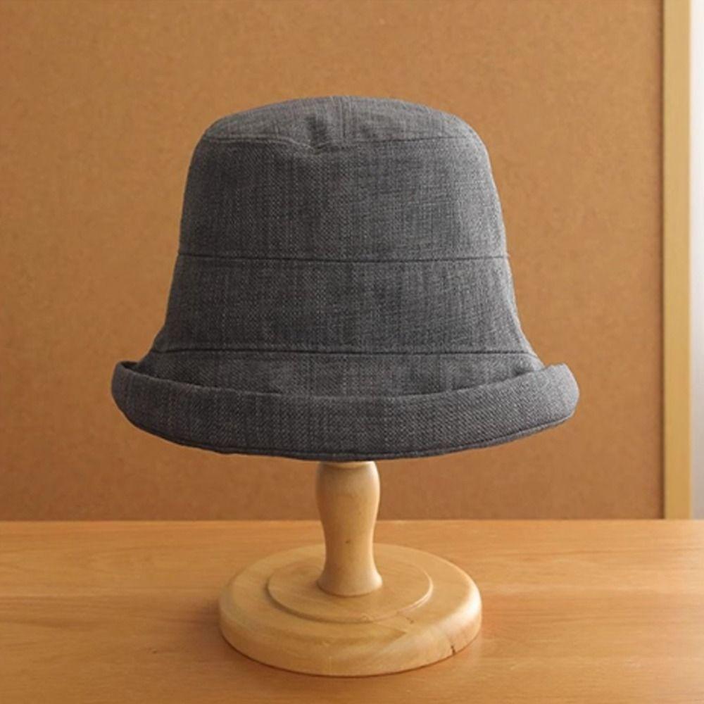 Roll Rim Fisherman Hat Linen Fedora Hat Casual Sunshade Hat  Outdoor Sports