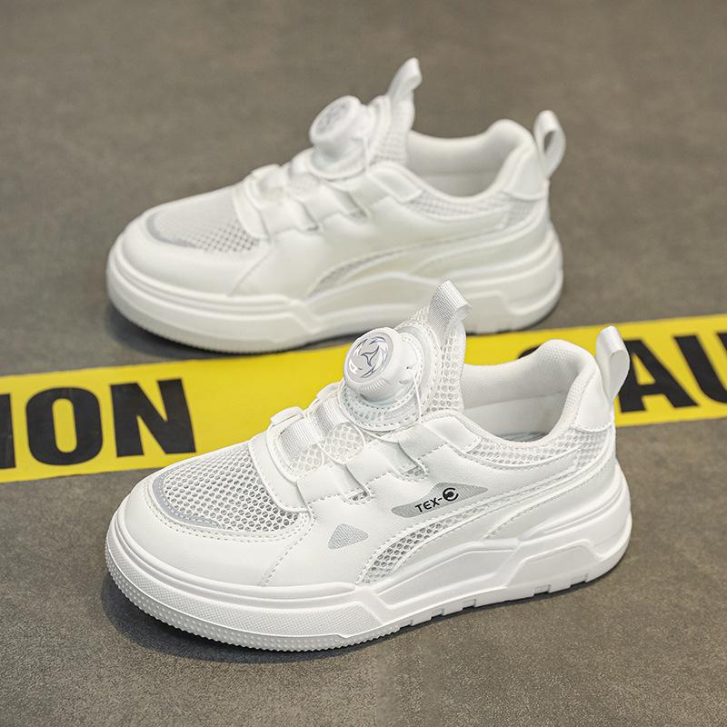 

Girls single net shoes Boys little white shoes Summer 2025 New sports board shoes No laces Student mesh breathable 28