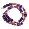 Natural Amethyst Golden Sandstone Moonstone Gemstone Beads Necklace 17" UB-4205 UB-4205