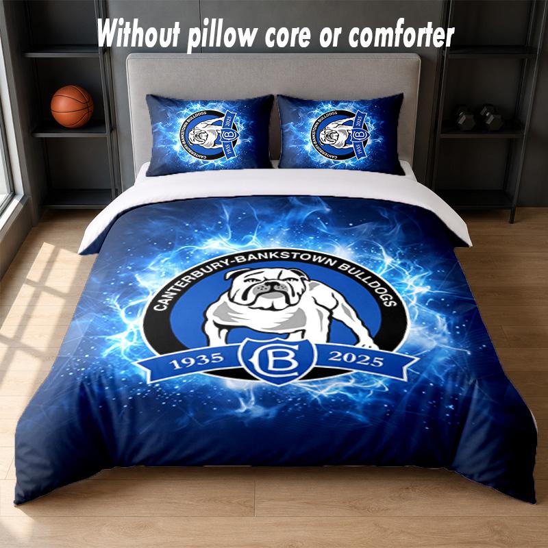 Canterbury-Bankstown Bulldogs Design Bed Bedding Set 1 Duvet Cover + 2 Pillowcases Soft Breathable Household Bed Linens