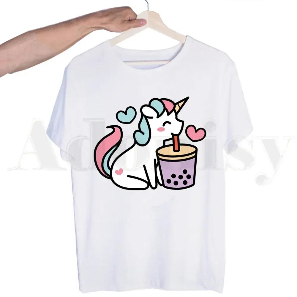 Bubble Tea Cute Cartoon Fashion Kawaii Graphic Tshirts Men Fashion Summer T-shirts Tshirt Top Tees Streetwear Harajuku Funny