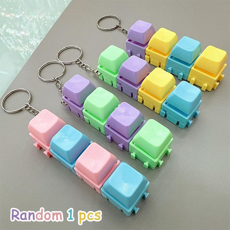 Fingertip Pressing Key Keychain Stress-Relieving Finger Keyboard Keychain Fidget Decompression Stress Relief Keyboard Clicker
