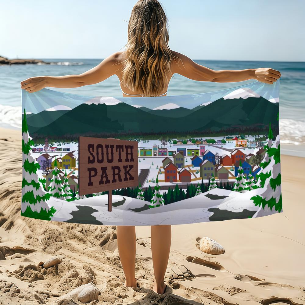 

Cartoon S-South Cute P-Park Towel Beach Towel Oversized Quick Dry Towel Absorbent Soft Swim BeachTowels for Men Women W30*H60(CM)