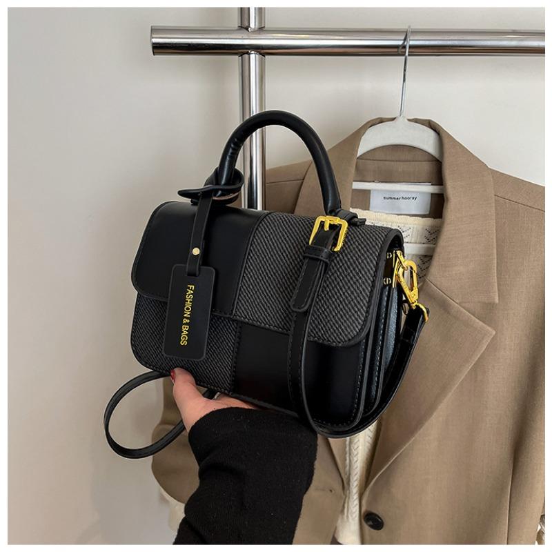 Nowa przenośna mała kwadratowa torebka w kontrastowym kolorze damska Sen Meng modna tekstura torebka na ramię spersonalizowana torebka kurierska do dojazdów do pracy