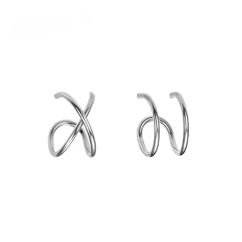 Small Niche Double Line Cross Ear Clip, Women'S Simple Ear Accessories Without Ear Holes, Versatile Ear Bone Clip With Personality And Temperament