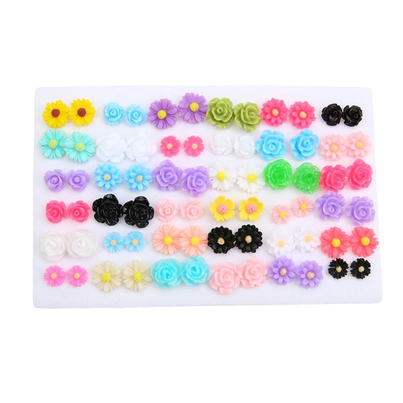 

36 пар/компл. модные разноцветные серьги-гвоздики со стразами и геометрическим рисунком для женщин и девочек, ювелирные аксессуары style 18